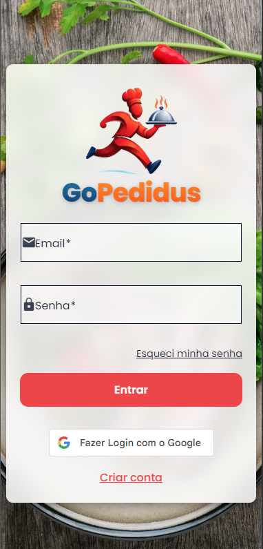 Interface do sistema administrativo GoPedidus